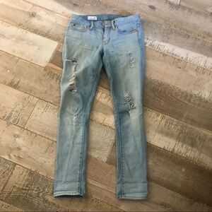 Gap light wash distressed skinny jeans 24